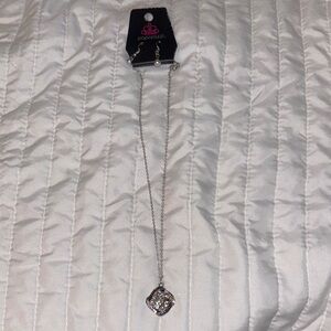 Paparazzi Silvertone Necklace with Intricate Pendant
